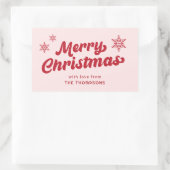 Elegant Minimal Modern Roze Boho Vrolijk Kerstfees Rechthoekige Sticker (Tas)