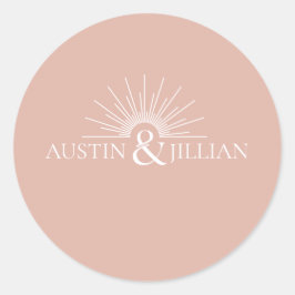 Elegant Minimal Modern Wedding Envelope Square Cla Ronde Sticker