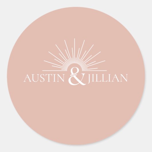 Elegant Minimal Modern Wedding Envelope Square Cla Ronde Sticker (Voorkant)