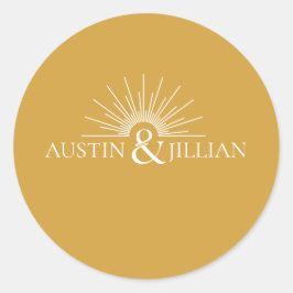 Elegant Minimal Modern Wedding Envelope Square Cla Ronde Sticker