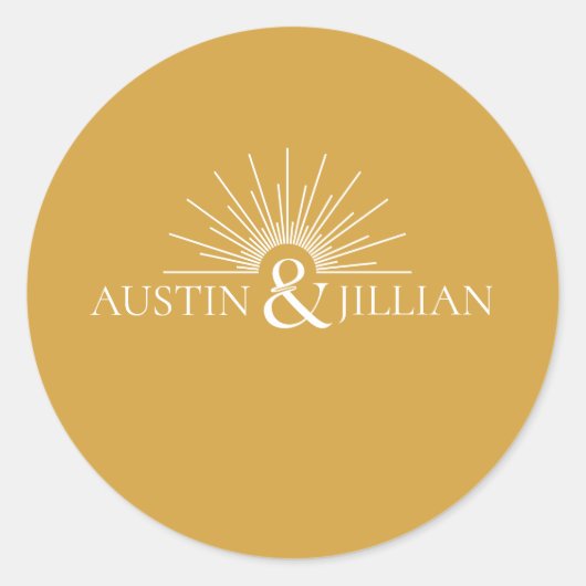 Elegant Minimal Modern Wedding Envelope Square Cla Ronde Sticker (Voorkant)