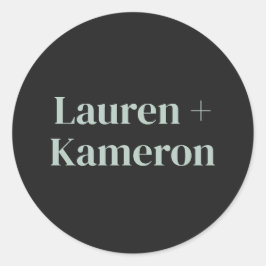 Elegant Minimal Modern Wedding Envelope Square Cla Ronde Sticker