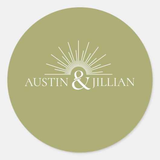 Elegant Minimal Modern Wedding Envelope Square Cla Ronde Sticker (Voorkant)