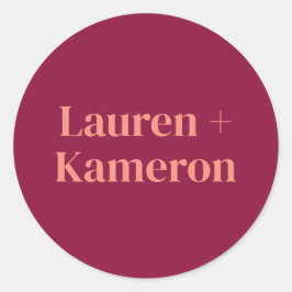 Elegant Minimal Modern Wedding Envelope Square Cla Ronde Sticker