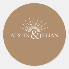 Elegant Minimal Modern Wedding Envelope Square Ronde Sticker