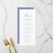 Elegant Minimal Monogram Blue Wedding Menu