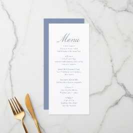 Elegant Minimal Monogram Blue Wedding Menu