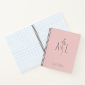 Elegant Minimal Monogram Floral Persoonlijke Naam Notitieboek (Binnen)