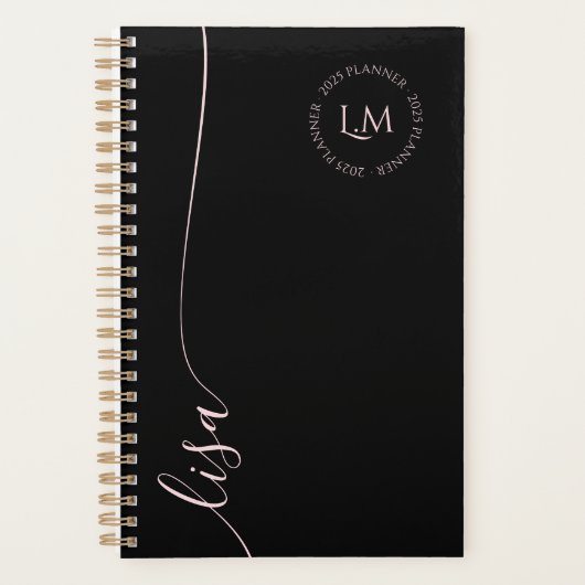 Elegant Minimal Monogram Initialen Script Name Planner (Voorkant)