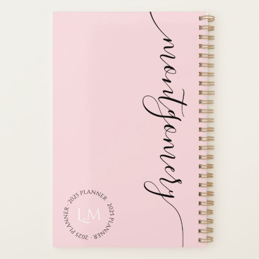 Elegant Minimal Monogram Initialen Script Name Planner (Achterkant)