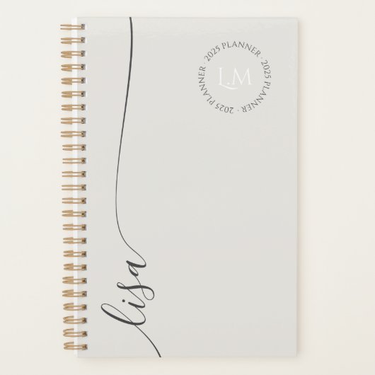 Elegant Minimal Monogram Initialen Script Name Planner (Voorkant)
