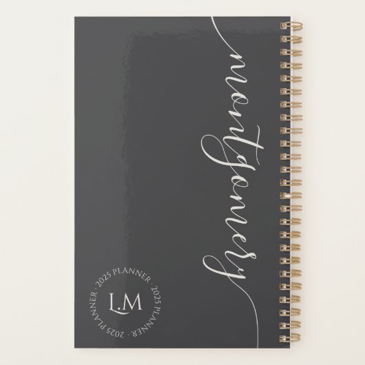 Elegant Minimal Monogram Initialen Script Name Planner (Achterkant)