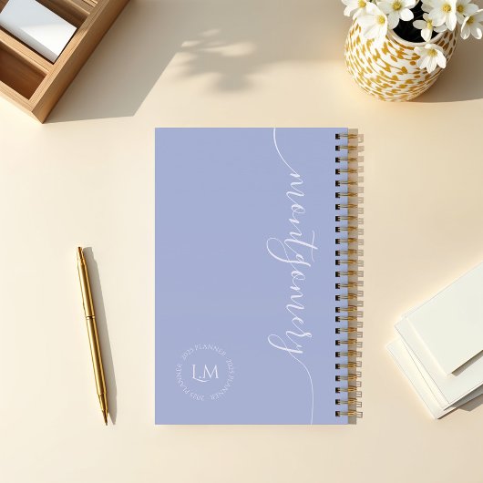 Elegant Minimal Monogram Initialen Script Name Planner