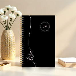 Elegant Minimal Monogram Initialen Script Name Planner