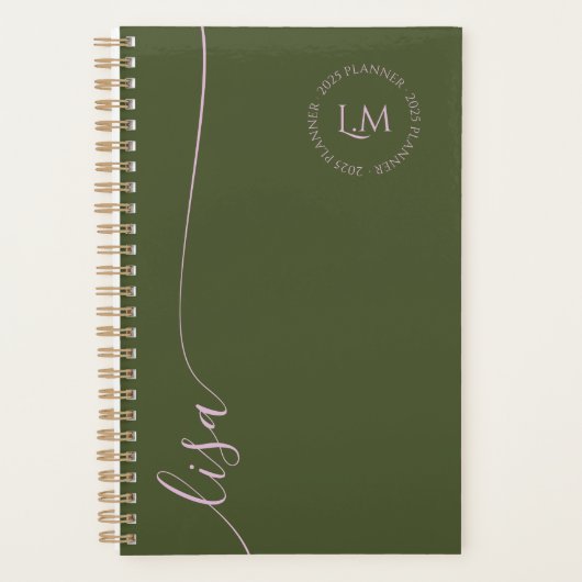 Elegant Minimal Monogram Initialen Script Name Planner (Voorkant)
