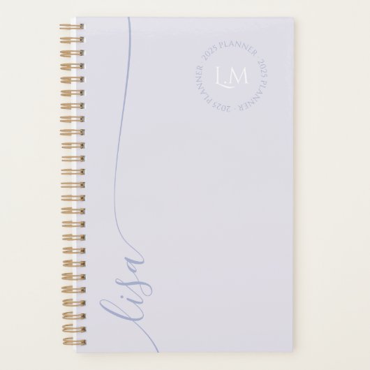 Elegant Minimal Monogram Initialen Script Name Planner (Voorkant)