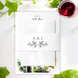 Elegant Minimal Monogram Vineyard Wedding Uitnodigingen Wikkel