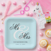 Elegant Minimal Mr en Mrs Wedding Papieren Bordje (Feest)