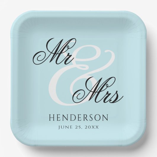 Elegant Minimal Mr en Mrs Wedding Papieren Bordje (Voorkant)