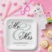 Elegant Minimal Mr en Mrs Wedding Papieren Bordje (Feest)