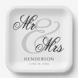Elegant Minimal Mr en Mrs Wedding Papieren Bordje