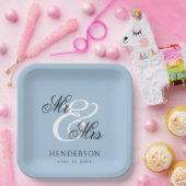 Elegant Minimal Mr en Mrs Wedding Papieren Bordje (Feest)