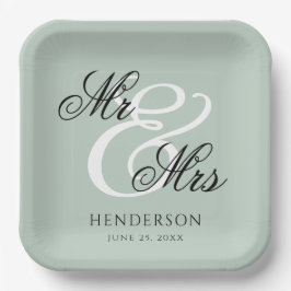 Elegant Minimal Mr en Mrs Wedding Papieren Bordje