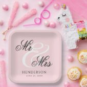 Elegant Minimal Mr en Mrs Wedding Papieren Bordje (Feest)