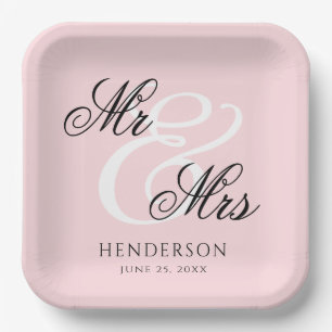 Elegant Minimal Mr en Mrs Wedding Papieren Bordje