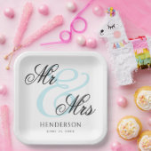 Elegant Minimal Mr en Mrs Wedding Papieren Bordje (Feest)