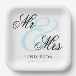 Elegant Minimal Mr en Mrs Wedding Papieren Bordje