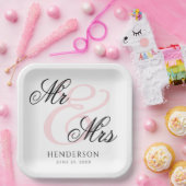 Elegant Minimal Mr en Mrs Wedding Papieren Bordje (Feest)
