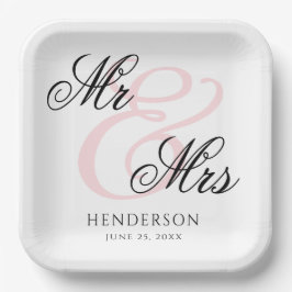 Elegant Minimal Mr en Mrs Wedding Papieren Bordje