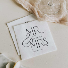 Elegant Minimal Mr en Mrs Wedding Servet