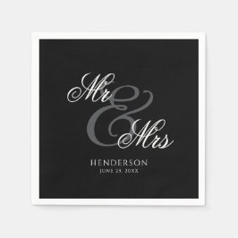 Elegant Minimal Mr en Mrs Wedding Servet