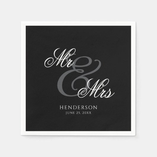 Elegant Minimal Mr en Mrs Wedding Servet (Voorkant)