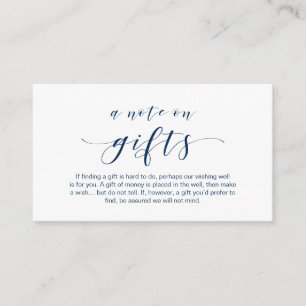 Elegant Minimal, Navy Blue font, A note on gifts Informatiekaartje