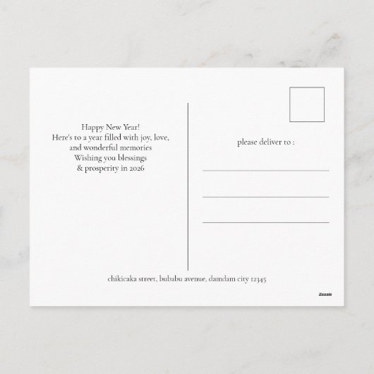 Elegant Minimal New Year Cheers Family 3 Photo Feestdagenkaart (Achterkant)