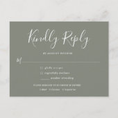 Elegant Minimal Olive Green Wedding RSVP Uitnodiging Briefkaart (Voorkant)