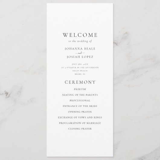 Elegant Minimal Palm Tree Wedding Program Programmakaart (Voorkant)