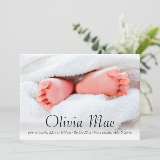 Elegant Minimal Photo Birth Annoucement Aankondiging (Staand voorkant)