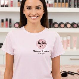 Elegant Minimal Pink Makeup Business Employee T-shirt