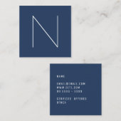 Elegant Minimal Plain Navy Peony Mode Vierkante Visitekaartje (Voorkant / Achterkant)