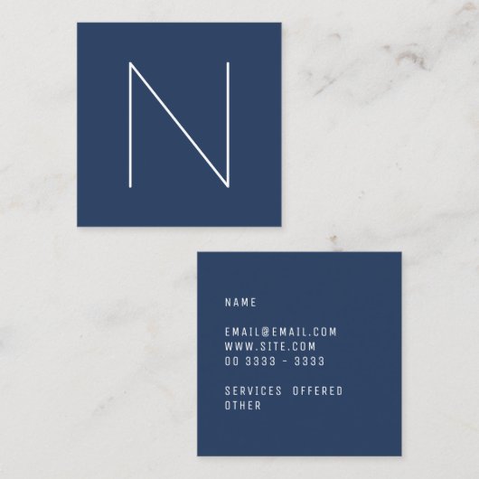 Elegant Minimal Plain Navy Peony Mode Vierkante Visitekaartje (Voorkant / Achterkant)