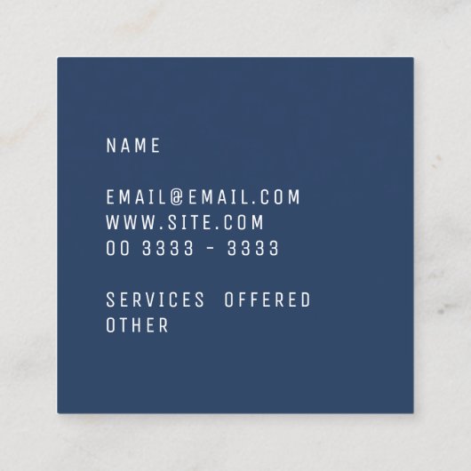 Elegant Minimal Plain Navy Peony Mode Vierkante Visitekaartje (Achterkant)
