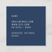 Elegant Minimal Plain Navy Peony Mode Vierkante Visitekaartje (Achterkant)