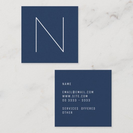 Elegant Minimal Plain Navy Peony Mode Vierkante Visitekaartje (Voorkant / Achterkant)