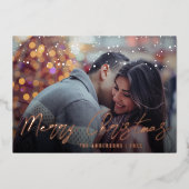 Elegant Minimal Prettig Kerstmis Aangepaste Foto Folie Feestdagenkaart (Voorkant)