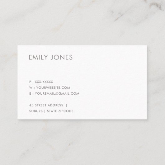 ELEGANT MINIMAL ROOS GOLD SHIMMER HANDMADE VISITEKAARTJE (Achterkant)