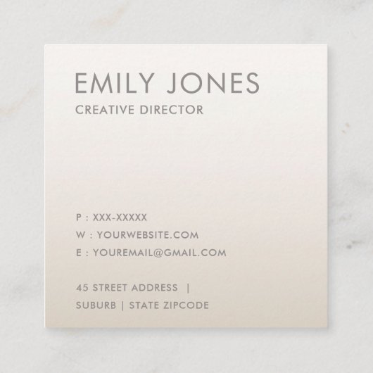 ELEGANT MINIMAL ROOS GOLD SHIMMER VIERKANTE VISITEKAARTJE (Achterkant)